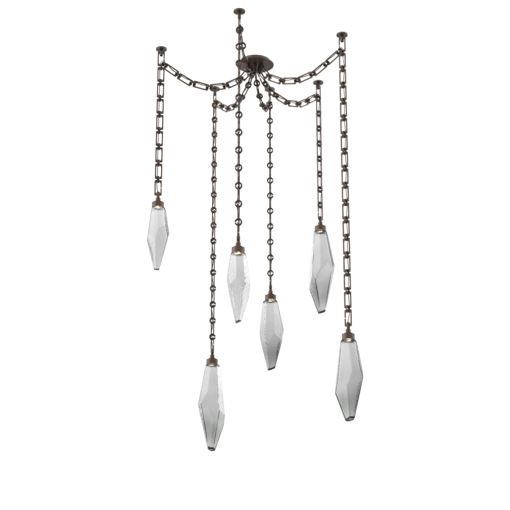 Rock Crystal Multi Light Pendant Multi Port Canopy Flat Bronze