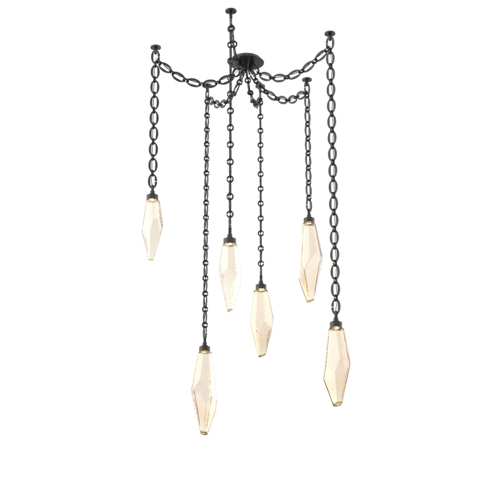 Rock Crystal Multi Light Pendant Multi Port Canopy Matte Black