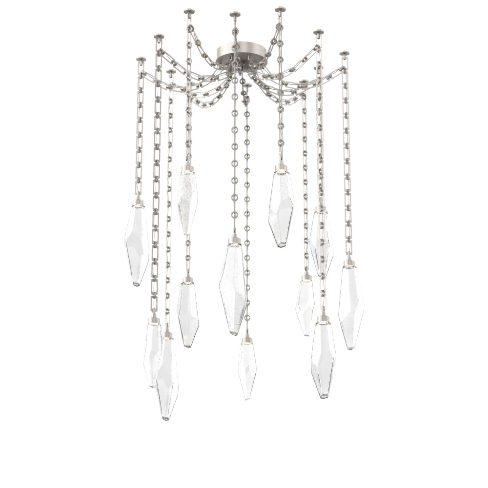 Rock Crystal Multi Light Pendant Multi Port Canopy Beige Silver