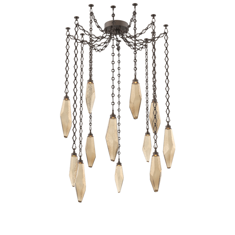 Rock Crystal Multi Light Pendant Multi Port Canopy Flat Bronze