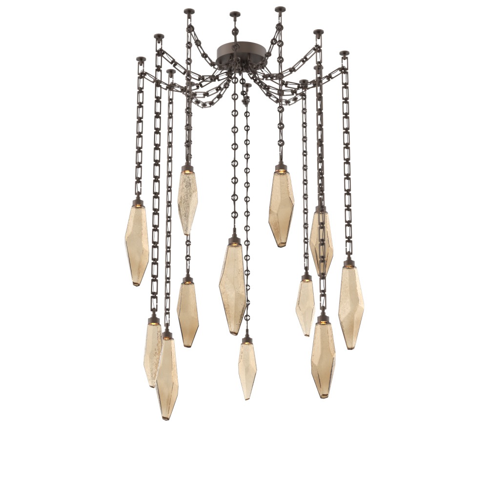 Rock Crystal Multi Light Pendant Multi Port Canopy Flat Bronze
