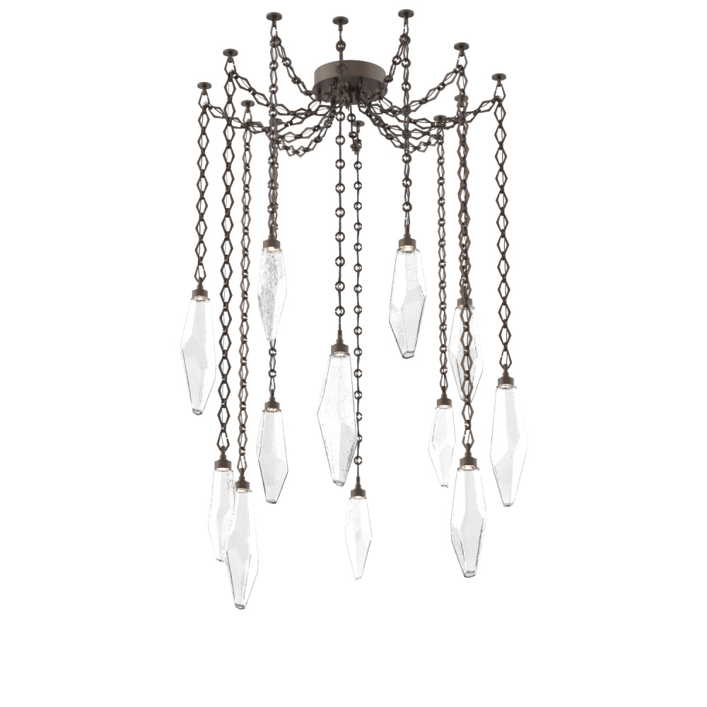 Rock Crystal Multi Light Pendant Multi Port Canopy Flat Bronze