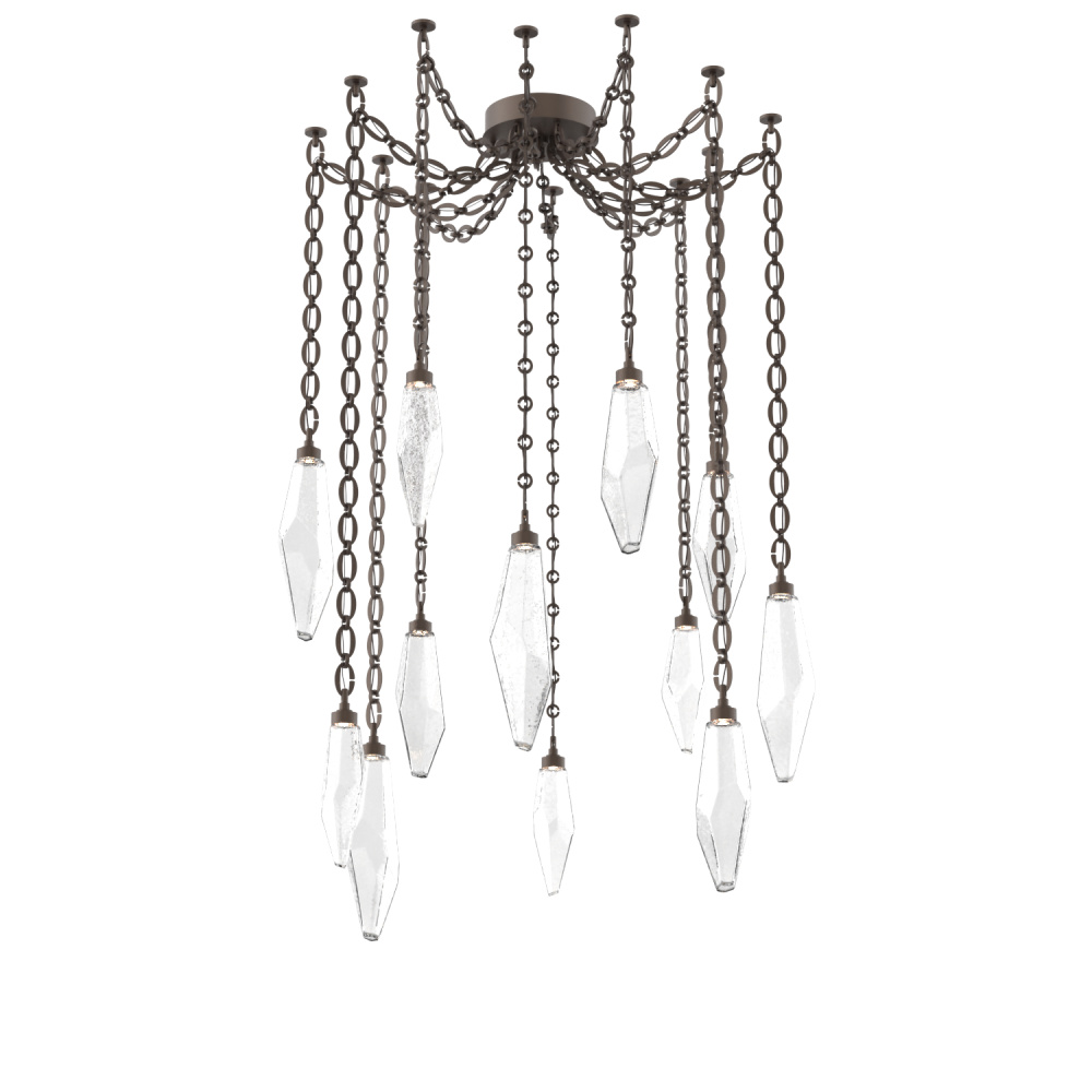 Rock Crystal Multi Light Pendant Multi Port Canopy Flat Bronze