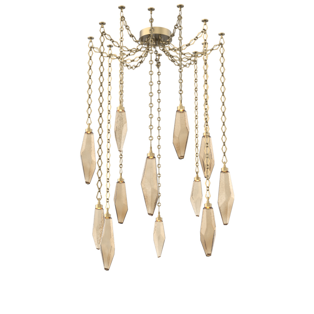 Rock Crystal Multi Light Pendant Multi Port Canopy Gilded Brass