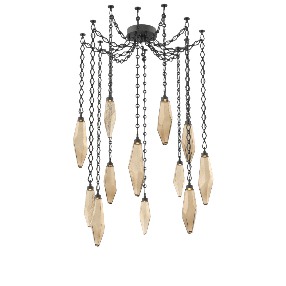 Rock Crystal Multi Light Pendant Multi Port Canopy Matte Black