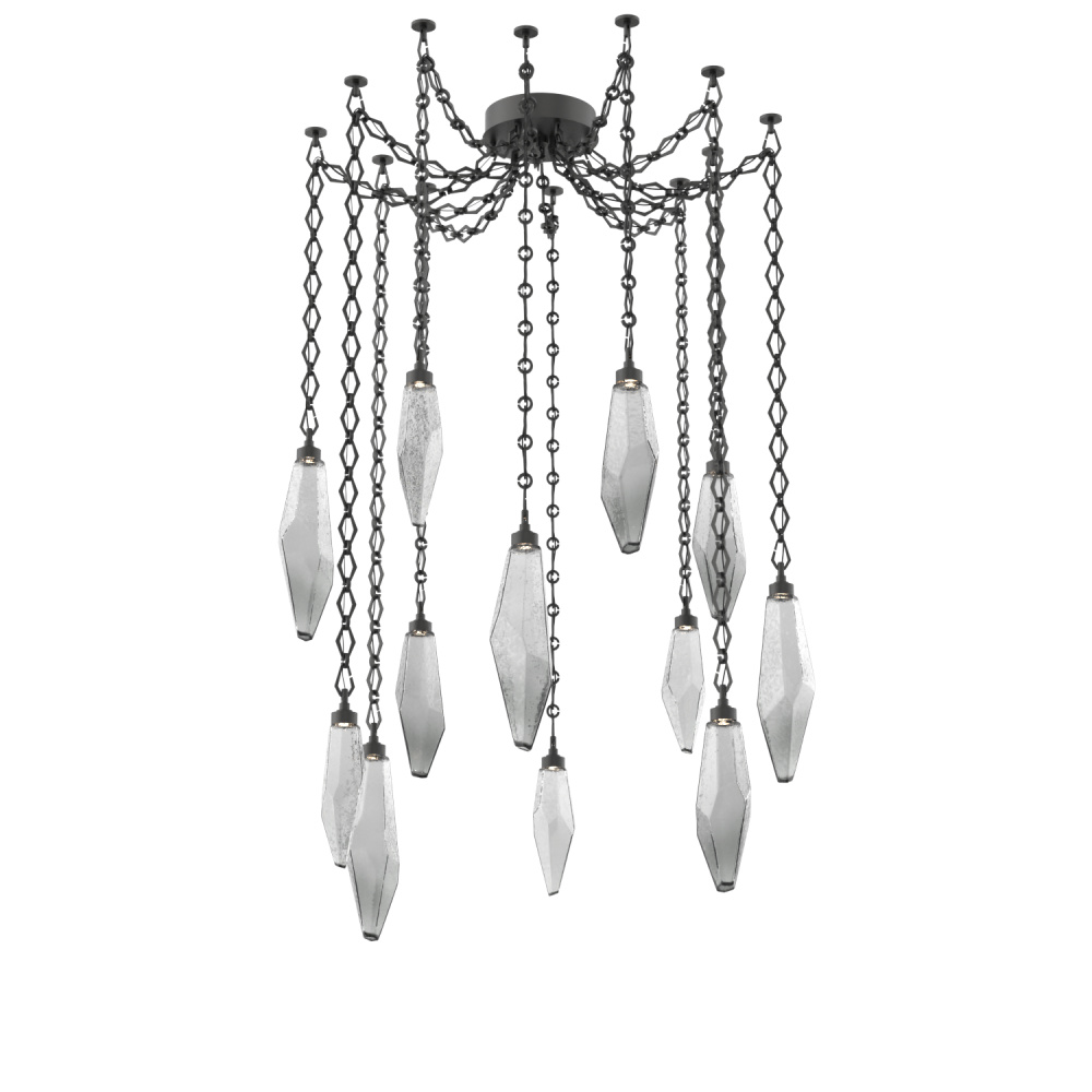 Rock Crystal Multi Light Pendant Multi Port Canopy Matte Black