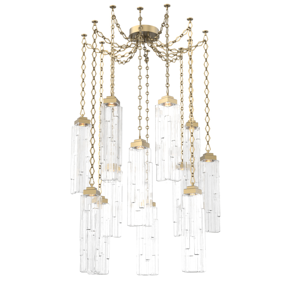 Ledgestone Multi Light Pendant Multi Port Canopy Gilded Brass