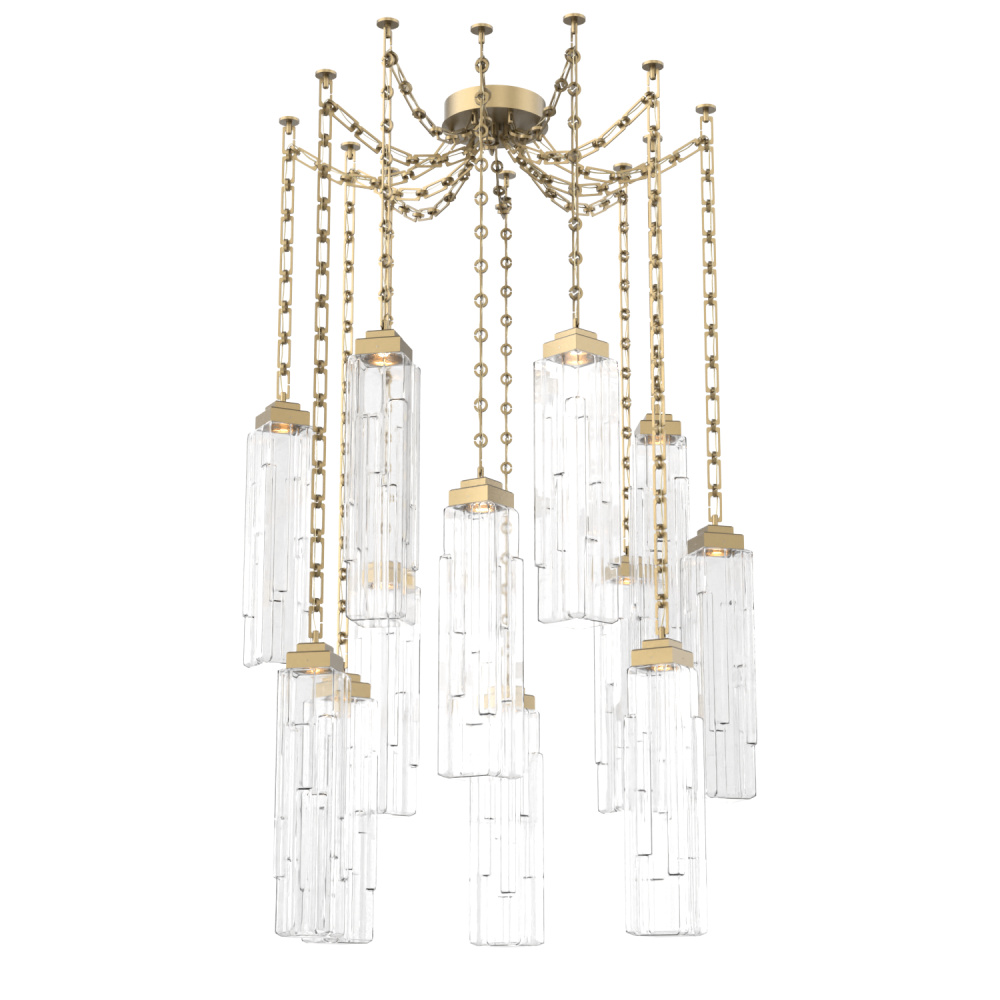 Ledgestone Multi Light Pendant Multi Port Canopy Gilded Brass