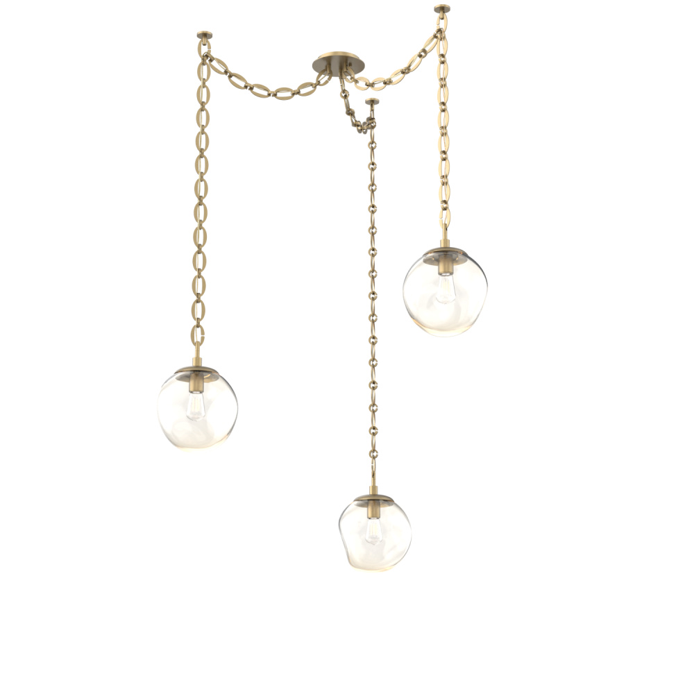 Aster Bulb Multi Light Pendant Multi Port Canopy Gilded Brass