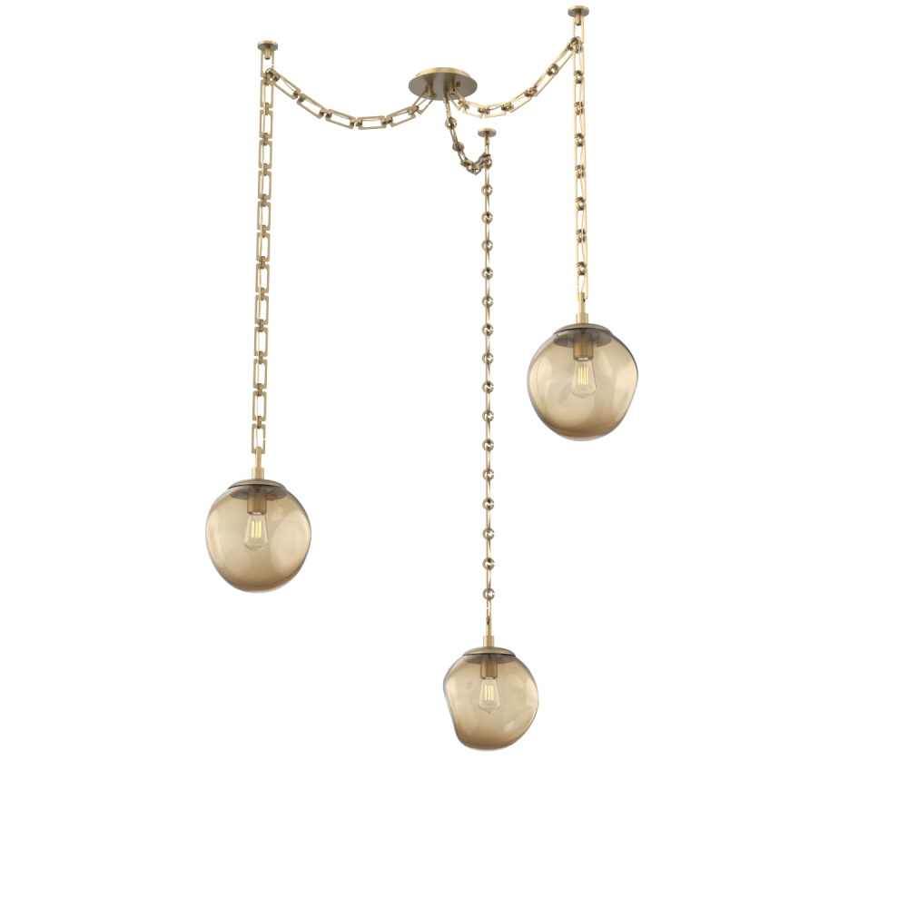 Aster Bulb Multi Light Pendant Multi Port Canopy Gilded Brass