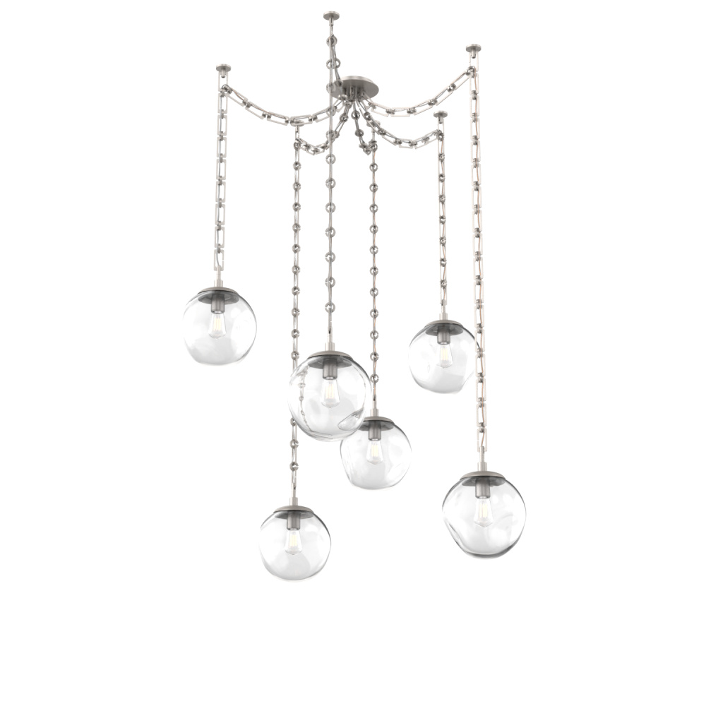 Aster Bulb Multi Light Pendant Multi Port Canopy Beige Silver