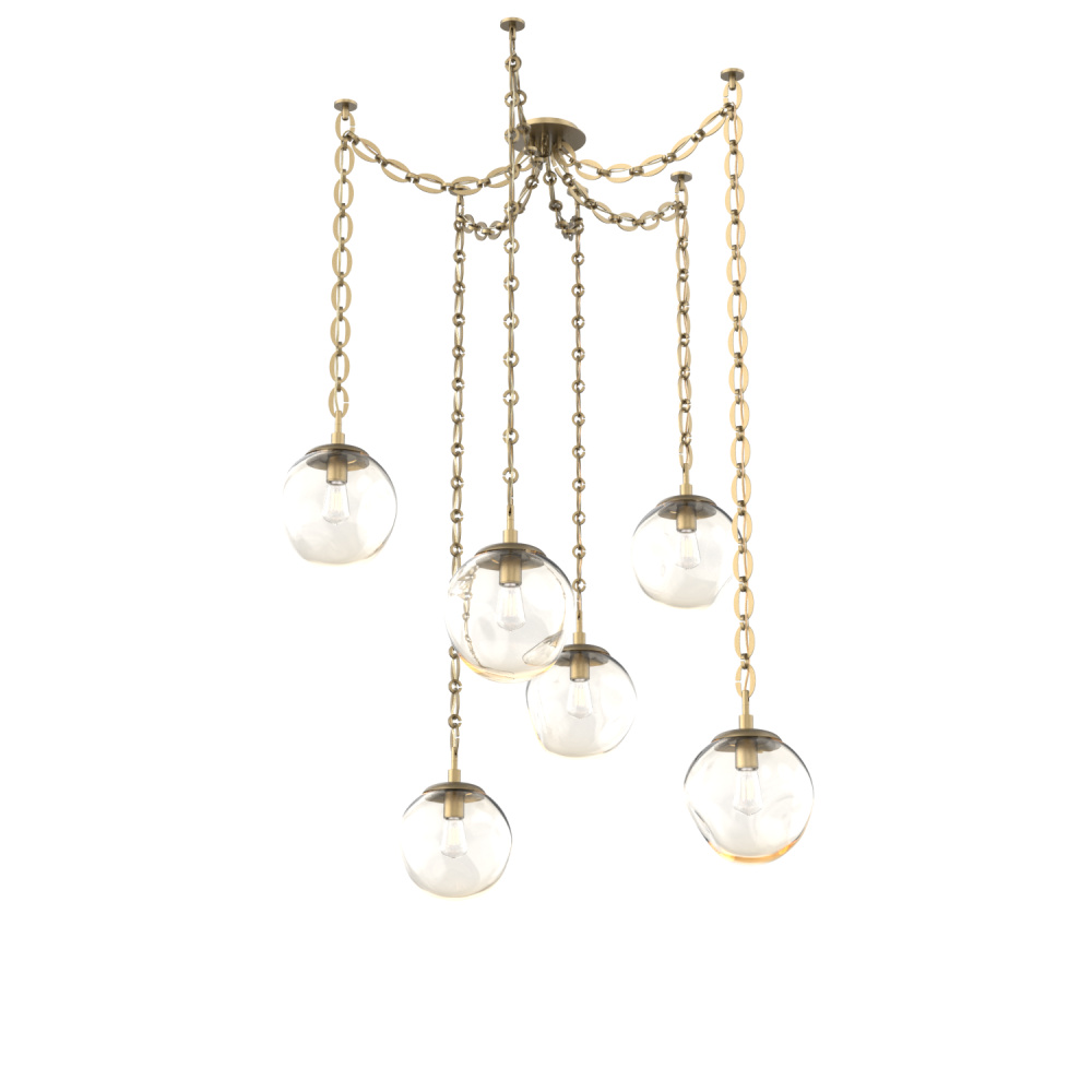 Aster Bulb Multi Light Pendant Multi Port Canopy Gilded Brass