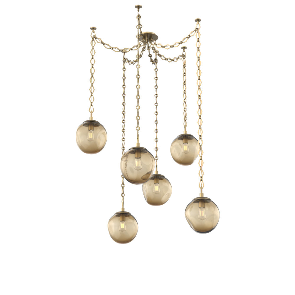 Aster Bulb Multi Light Pendant Multi Port Canopy Gilded Brass