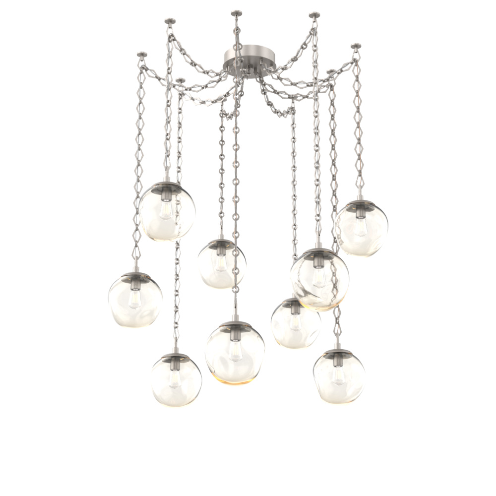 Aster Bulb Multi Light Pendant Multi Port Canopy Beige Silver