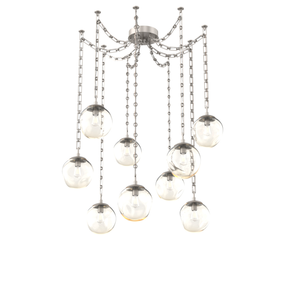Aster Bulb Multi Light Pendant Multi Port Canopy Beige Silver