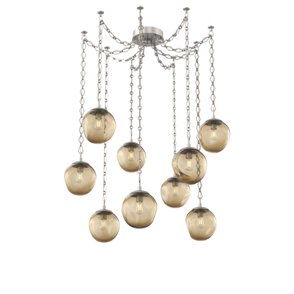 Aster Bulb Multi Light Pendant Multi Port Canopy Beige Silver