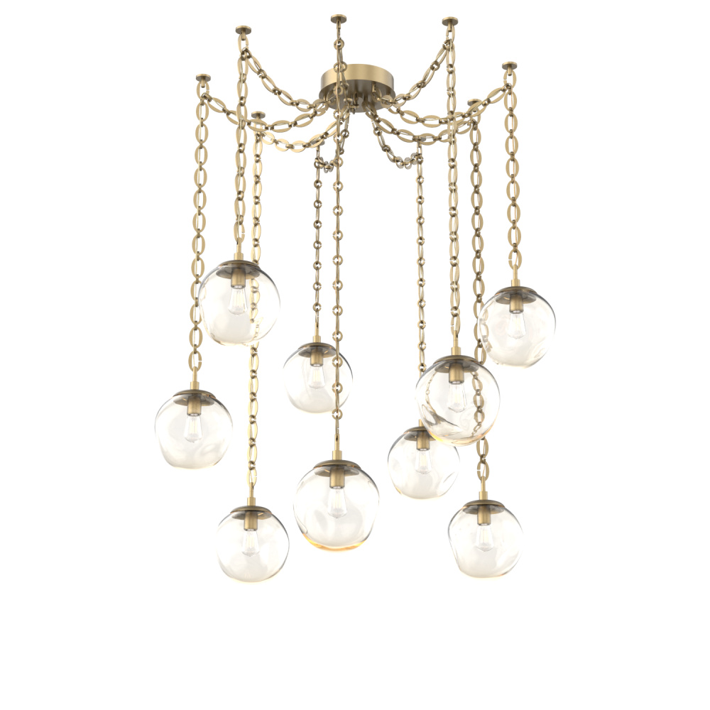 Aster Bulb Multi Light Pendant Multi Port Canopy Gilded Brass
