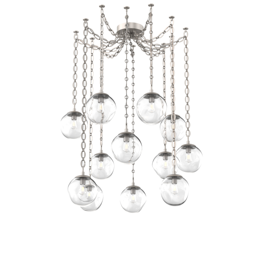 Aster Bulb Multi Light Pendant Multi Port Canopy Beige Silver