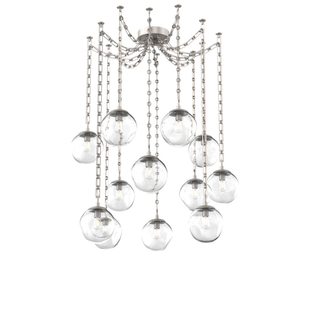 Aster Bulb Multi Light Pendant Multi Port Canopy Beige Silver