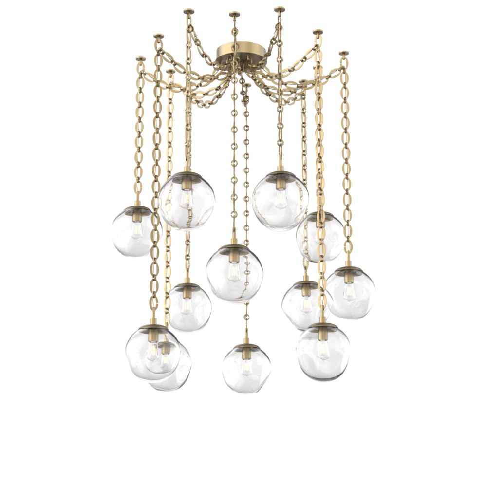 Aster Bulb Multi Light Pendant Multi Port Canopy Gilded Brass