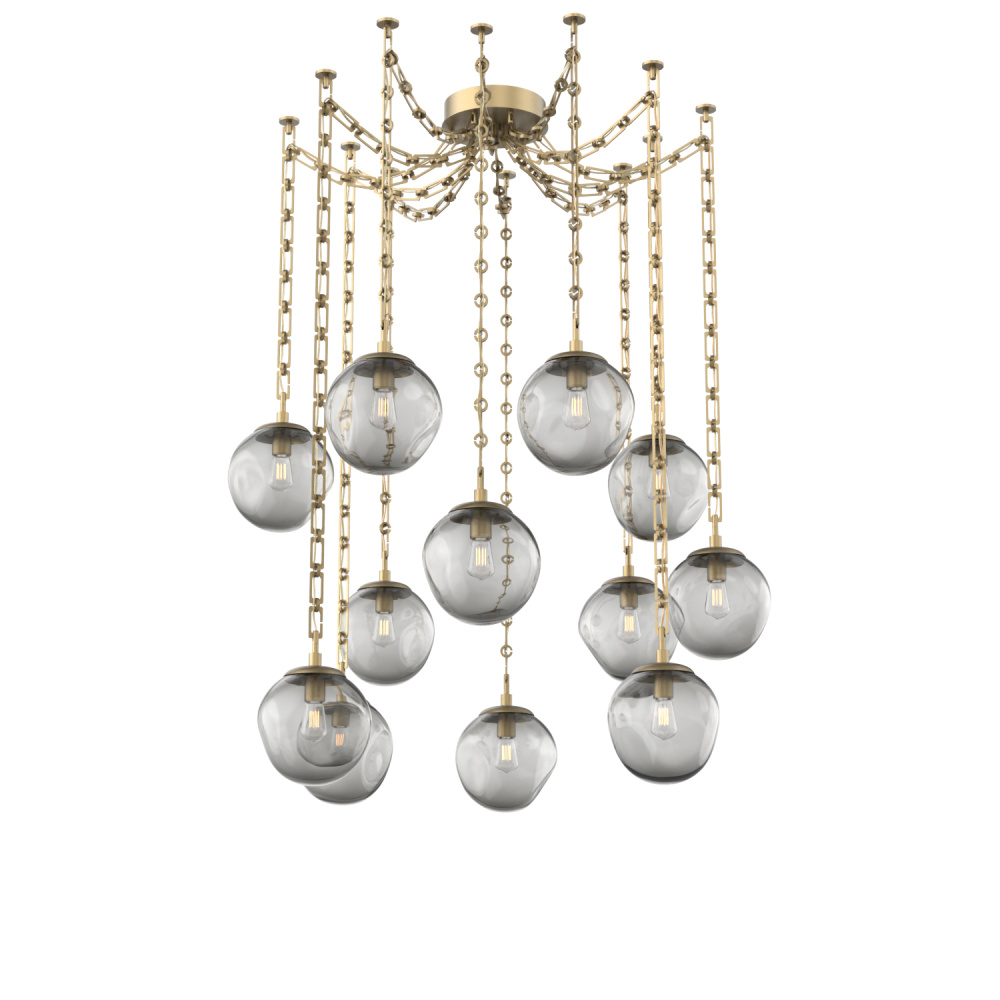 Aster Bulb Multi Light Pendant Multi Port Canopy Gilded Brass