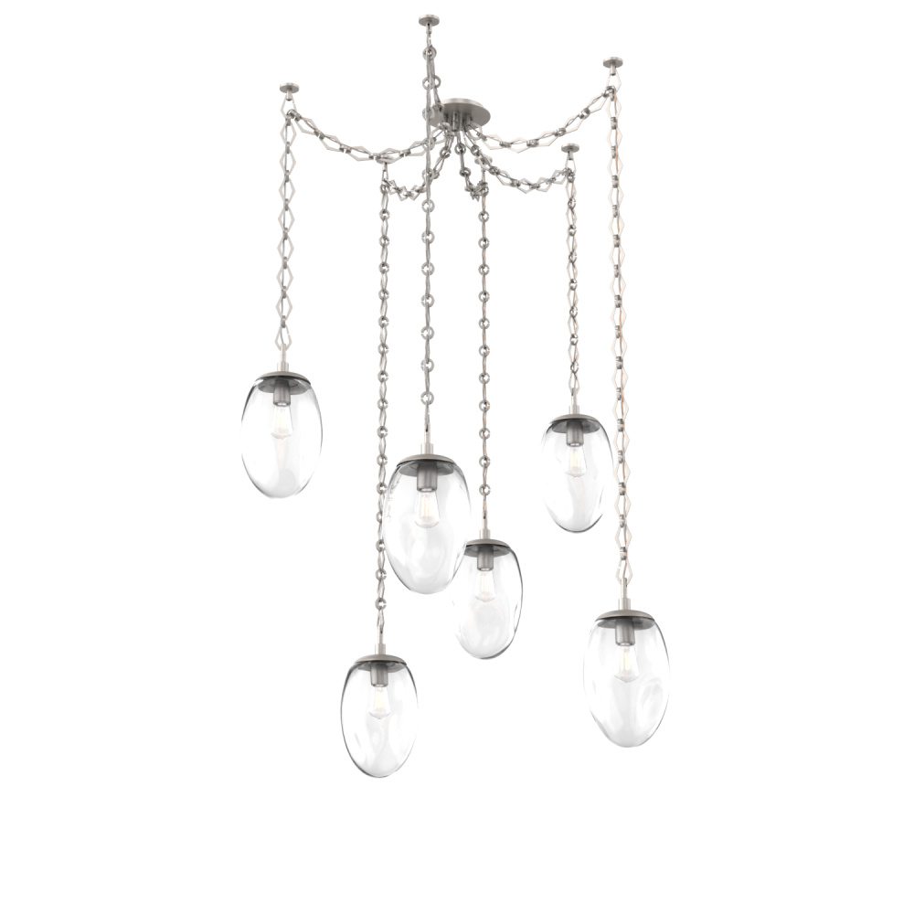 Meteo Bulb Multi Light Pendant Multi Port Canopy Beige Silver