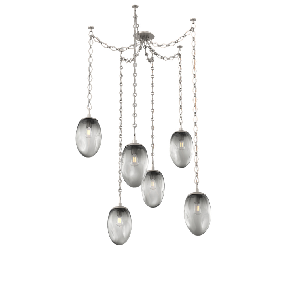 Meteo Bulb Multi Light Pendant Multi Port Canopy Beige Silver