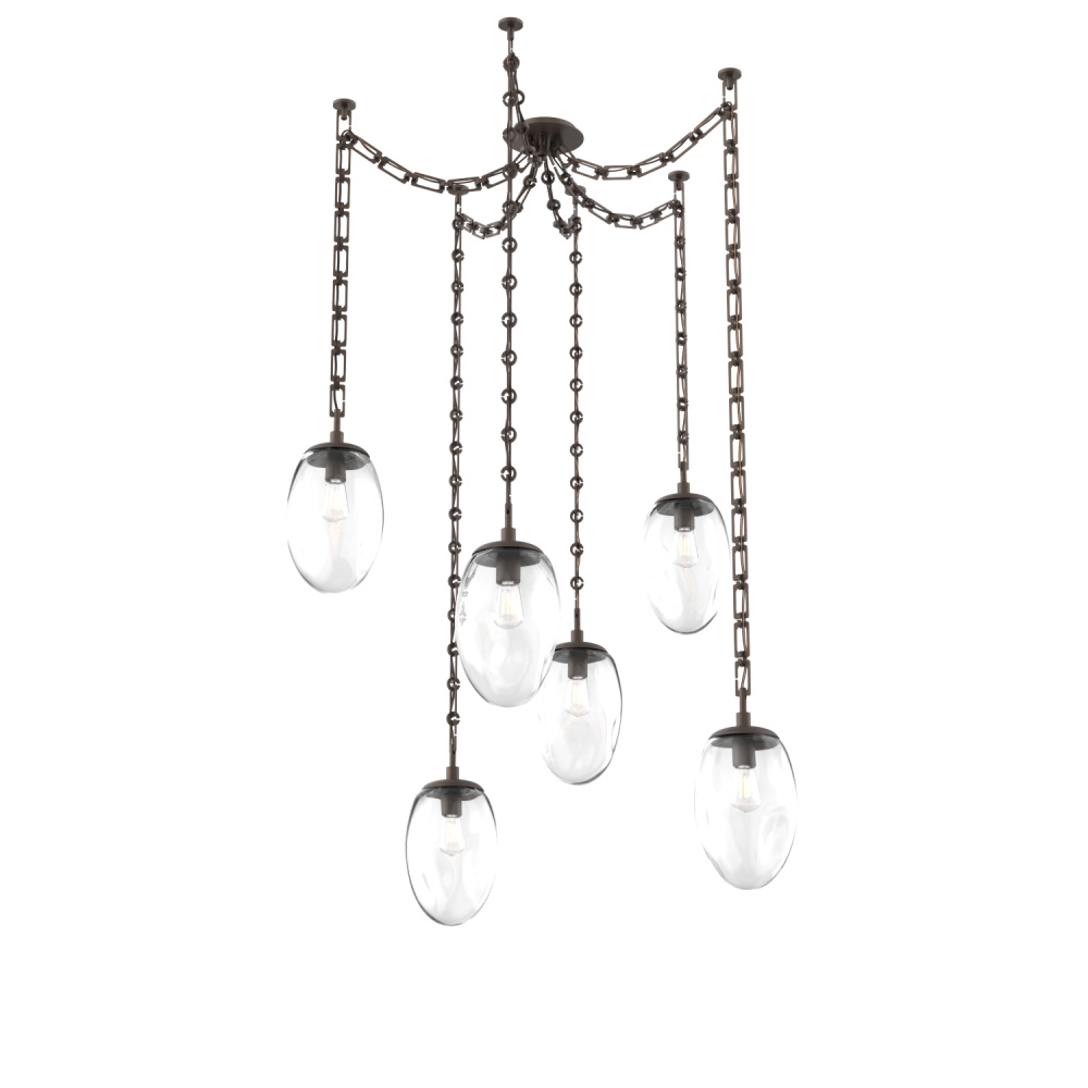 Meteo Round 6pc Swag Multi-Pendant Chain (Bulb)