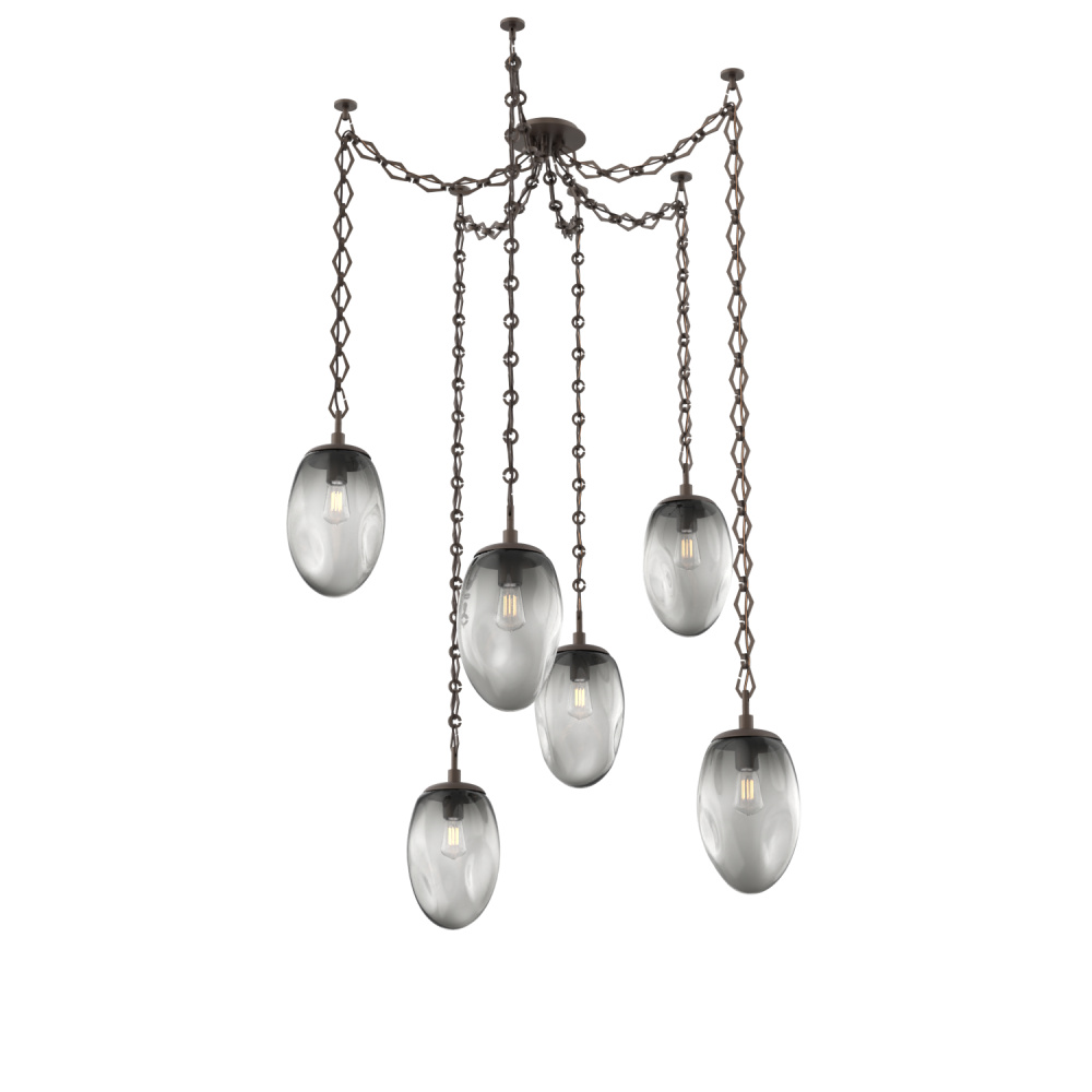 Meteo Round 6pc Swag Multi-Pendant Chain (Bulb)