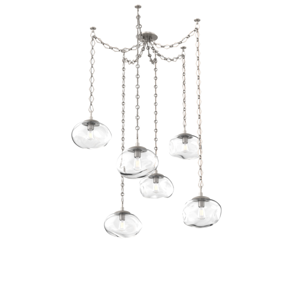 Nova Bulb Multi Light Pendant Multi Port Canopy Beige Silver