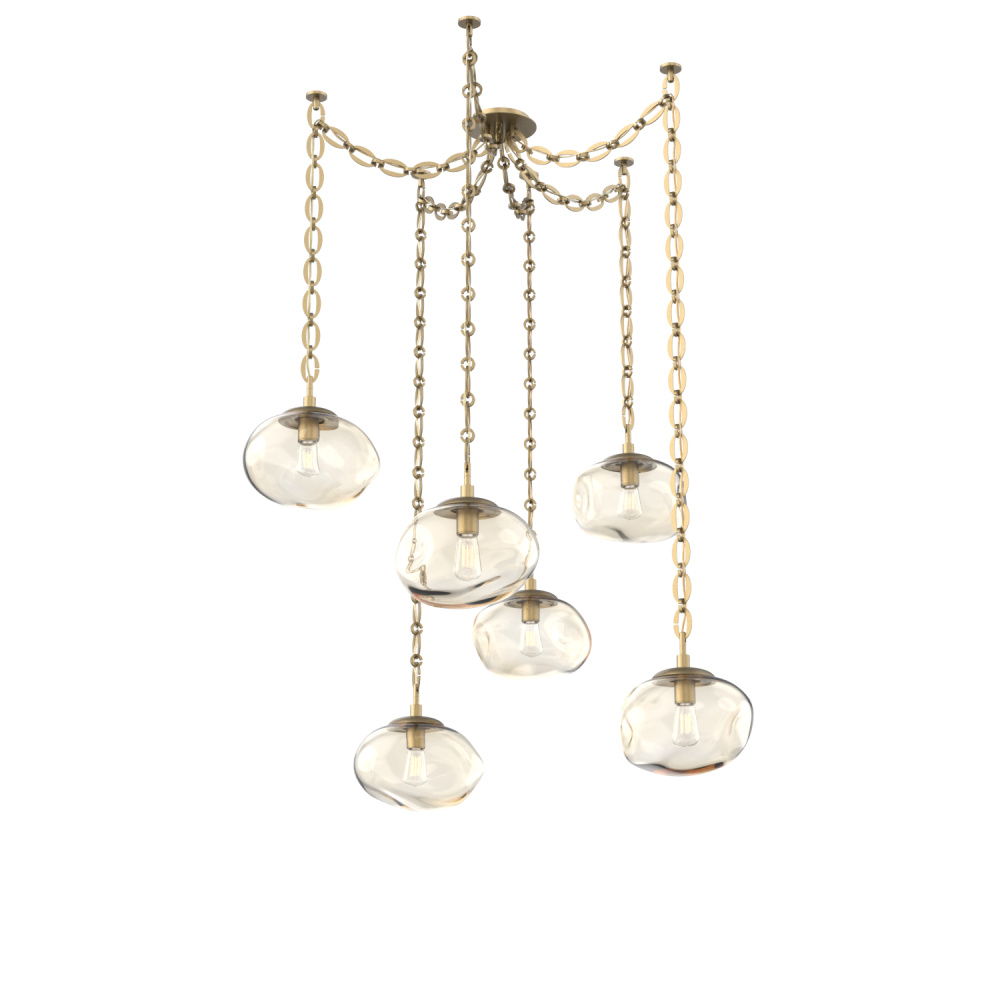Nova Bulb Multi Light Pendant Multi Port Canopy Gilded Brass