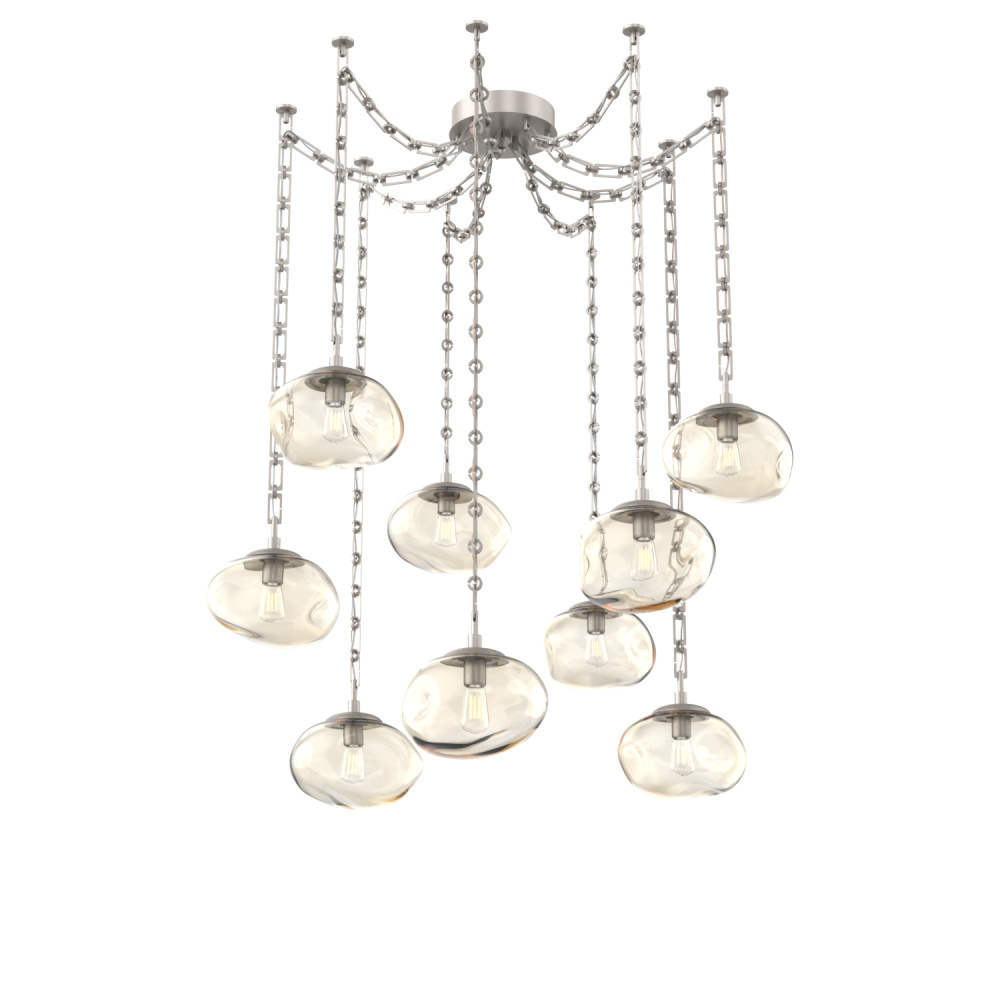 Nova Bulb Multi Light Pendant Multi Port Canopy Beige Silver