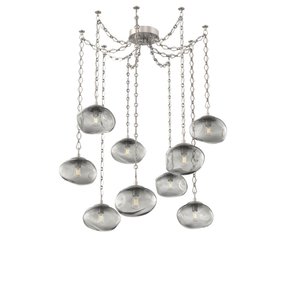 Nova Bulb Multi Light Pendant Multi Port Canopy Beige Silver