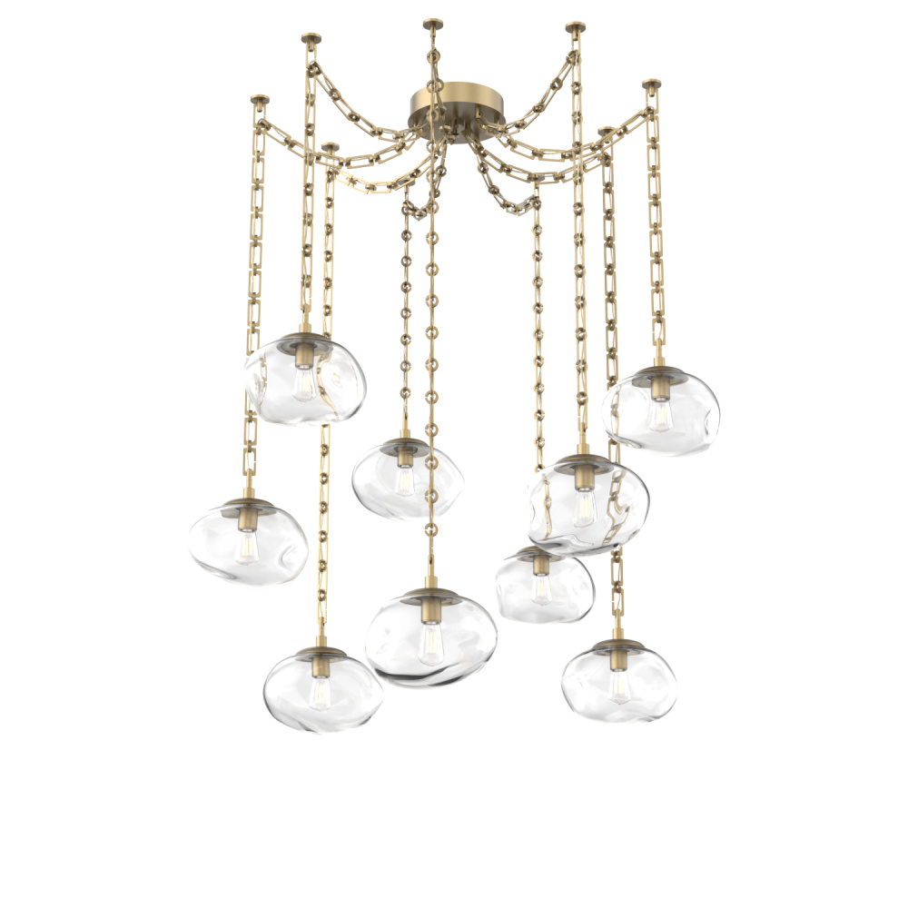 Nova Bulb Multi Light Pendant Multi Port Canopy Gilded Brass