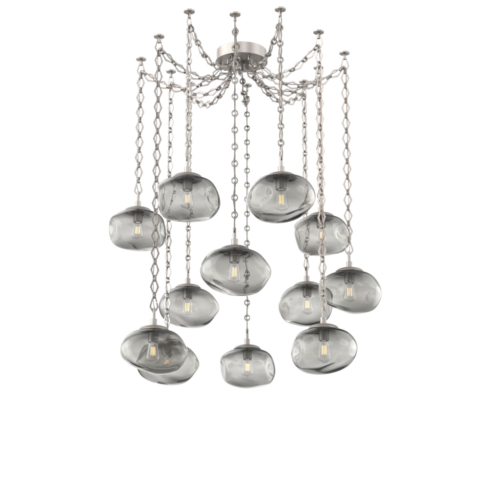 Nova Bulb Multi Light Pendant Multi Port Canopy Beige Silver
