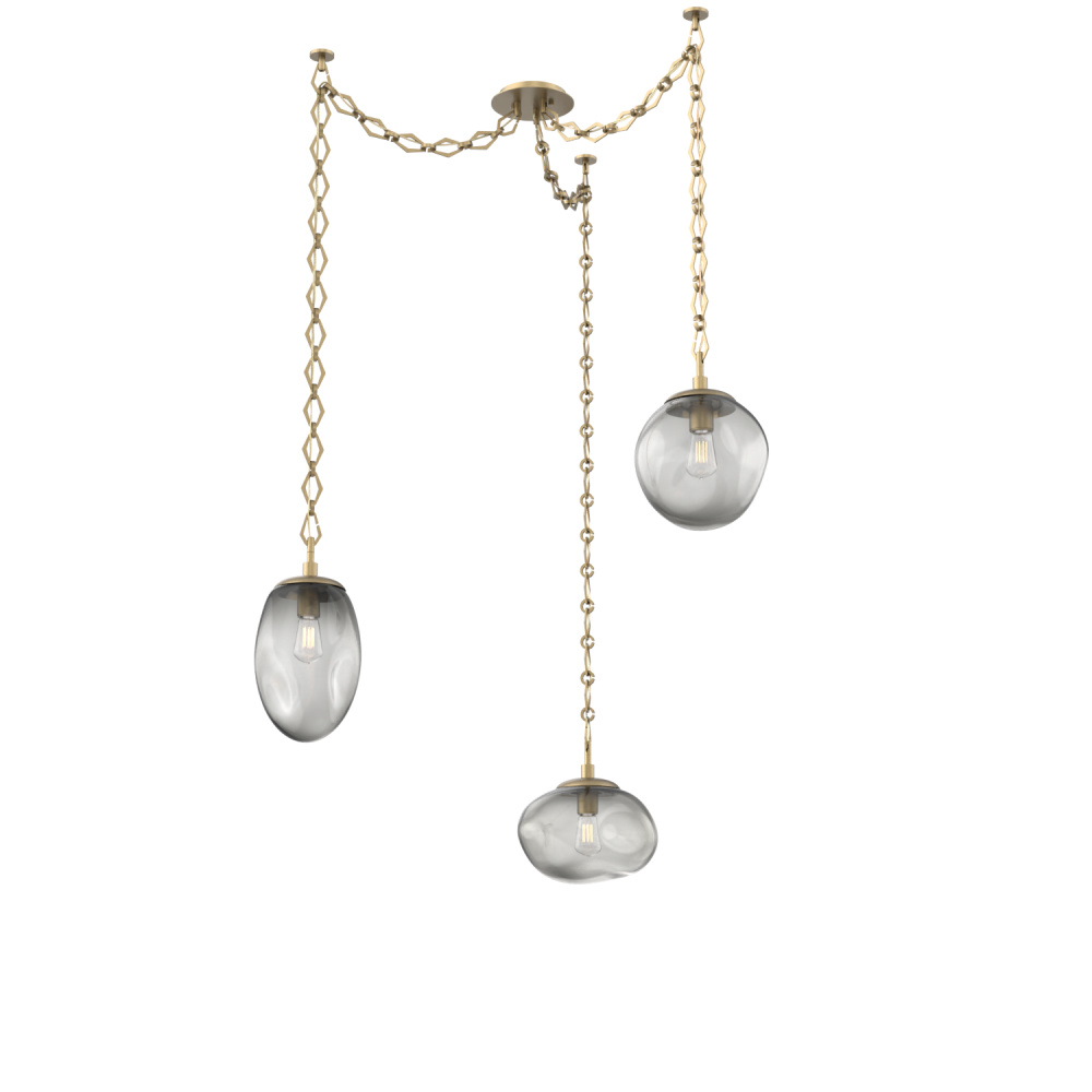 Cosmos Bulb Multi Light Pendant Multi Port Canopy Gilded Brass