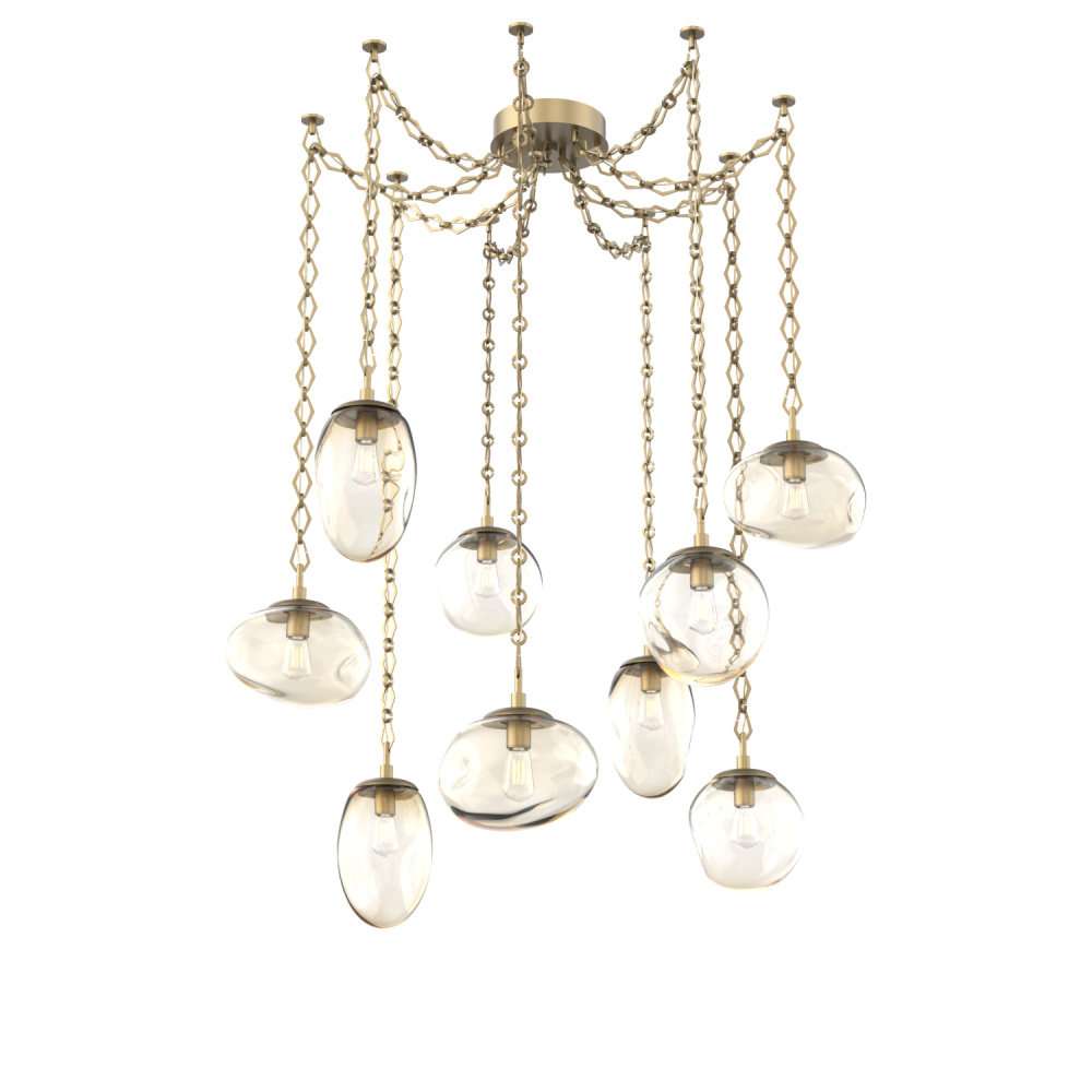Cosmos Bulb Multi Light Pendant Multi Port Canopy Gilded Brass