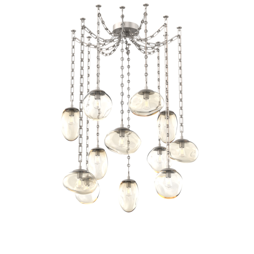 Cosmos Bulb Multi Light Pendant Multi Port Canopy Beige Silver