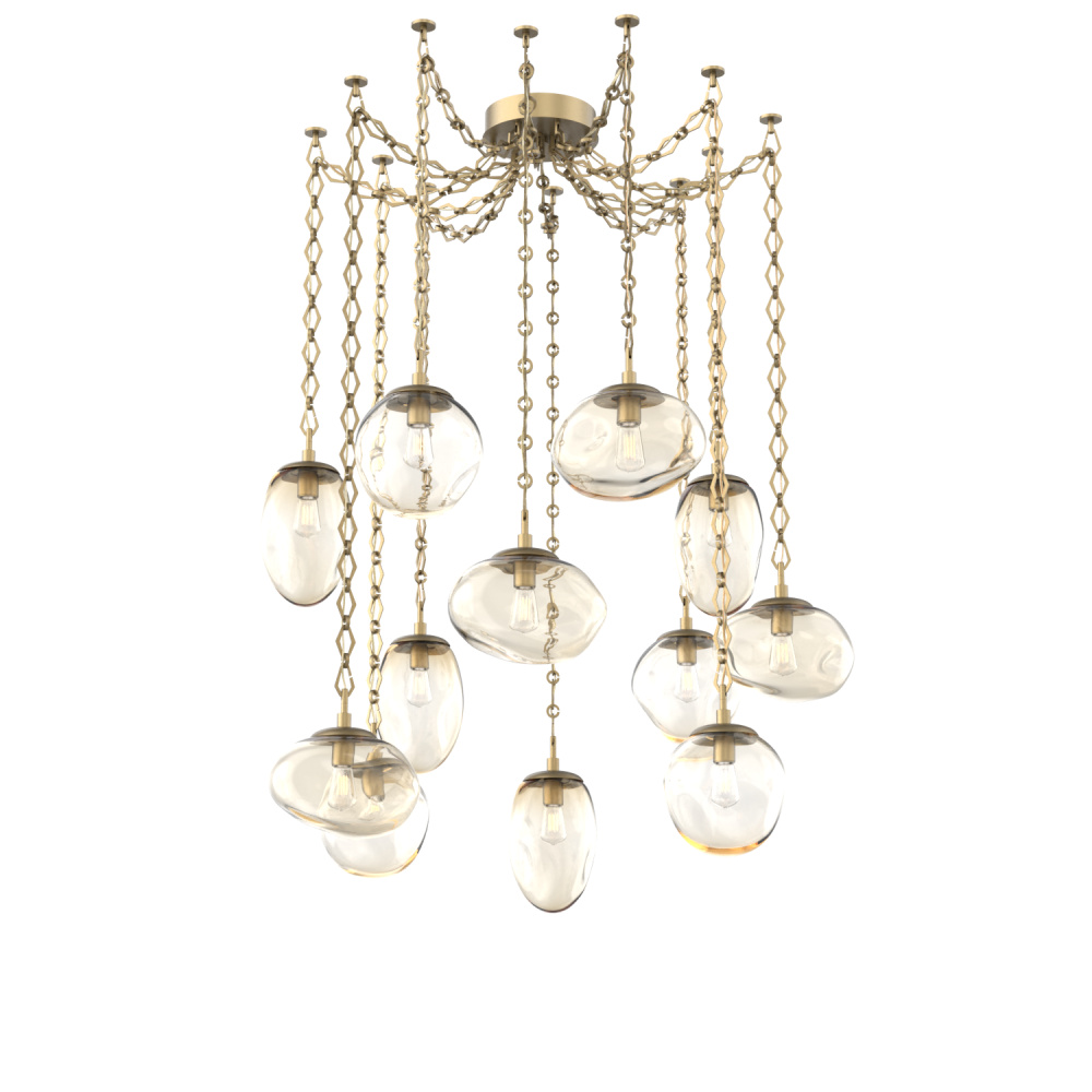 Cosmos Bulb Multi Light Pendant Multi Port Canopy Gilded Brass