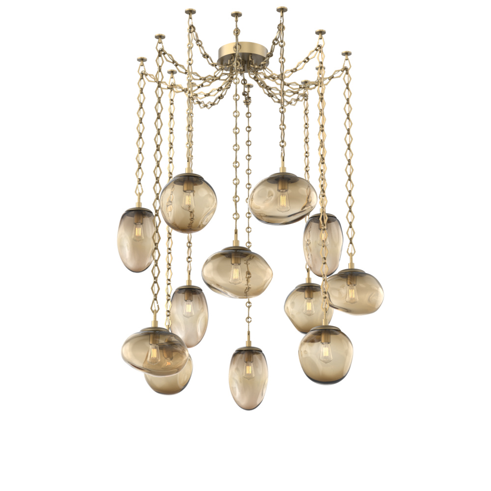 Cosmos Bulb Multi Light Pendant Multi Port Canopy Gilded Brass