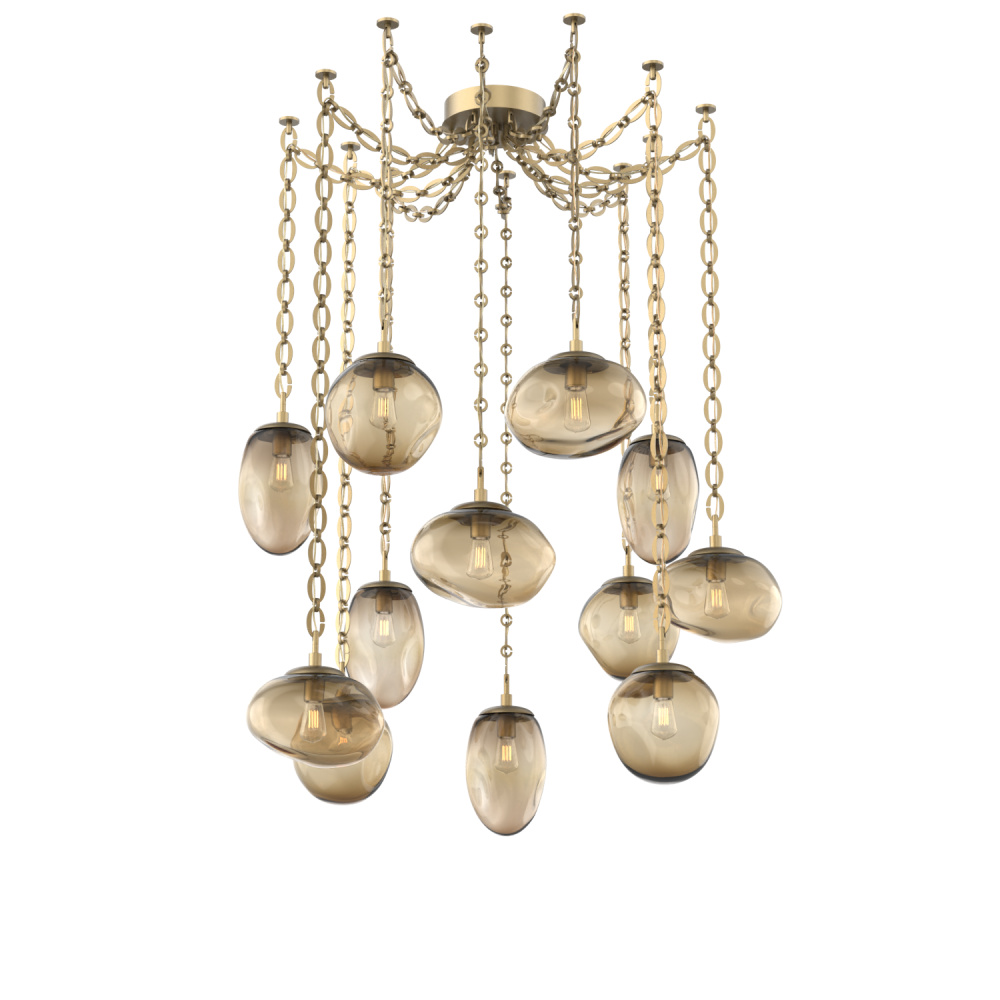 Cosmos Bulb Multi Light Pendant Multi Port Canopy Gilded Brass