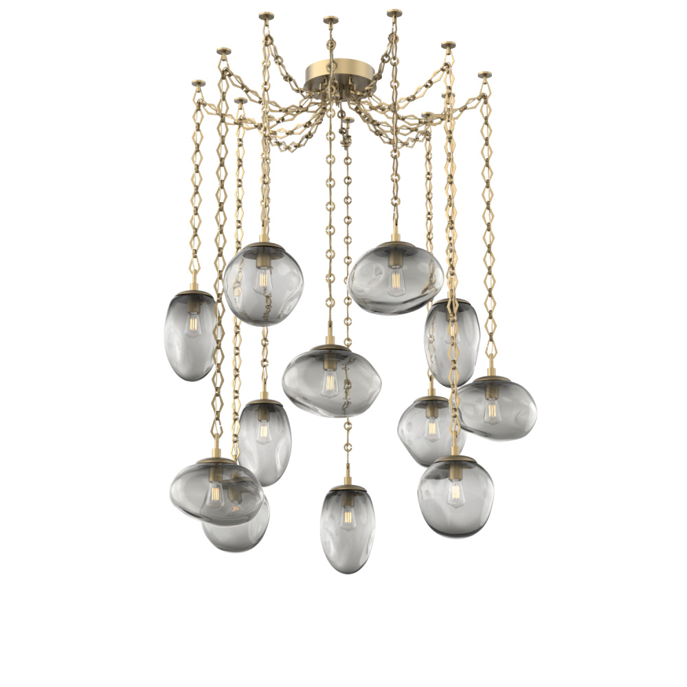 Cosmos Bulb Multi Light Pendant Multi Port Canopy Gilded Brass