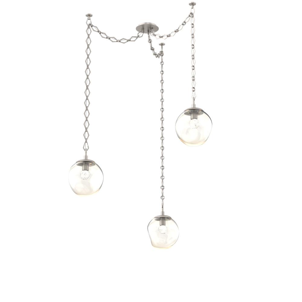 Aster LED Multi Light Pendant Multi Port Canopy Beige Silver
