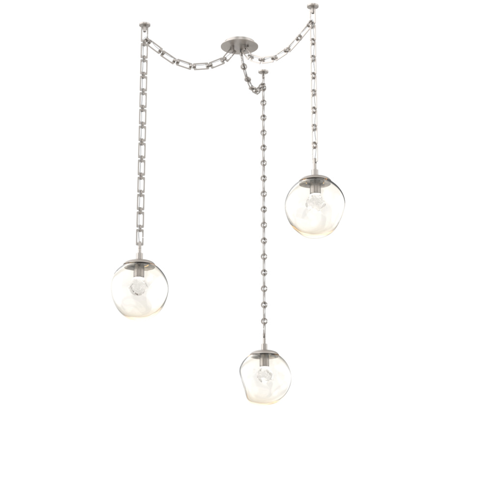 Aster LED Multi Light Pendant Multi Port Canopy Beige Silver