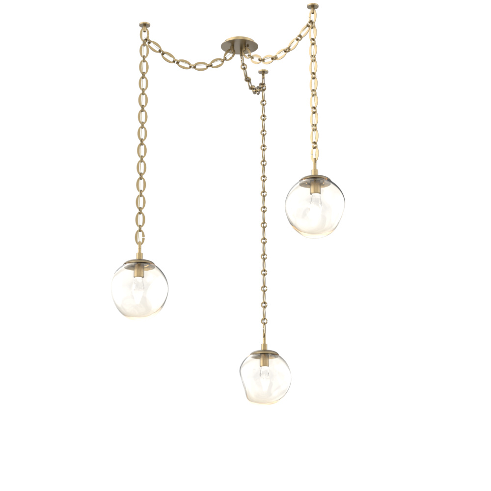 Aster LED Multi Light Pendant Multi Port Canopy Gilded Brass