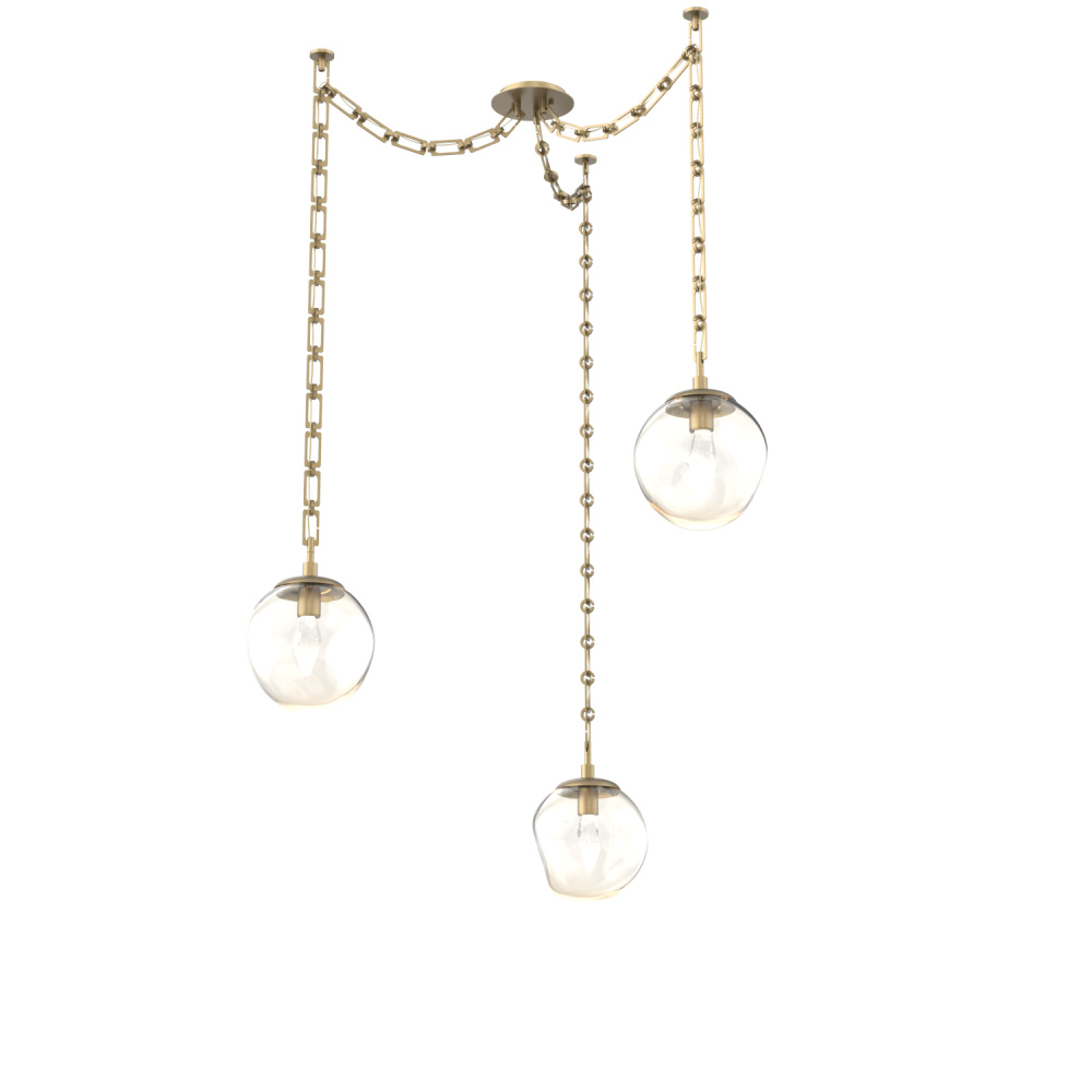 Aster LED Multi Light Pendant Multi Port Canopy Gilded Brass