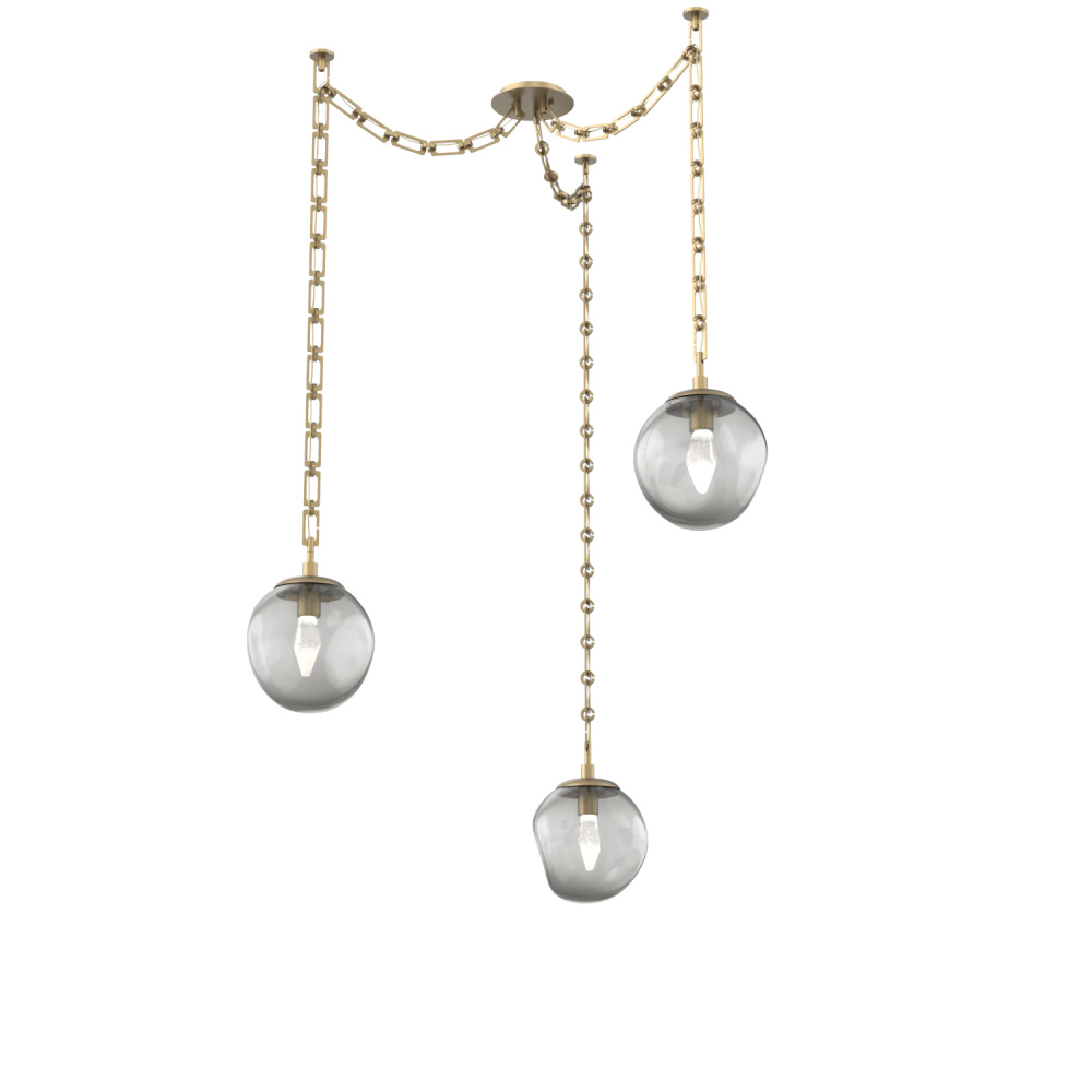 Aster LED Multi Light Pendant Multi Port Canopy Gilded Brass