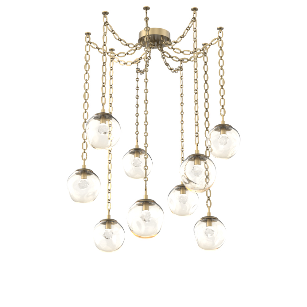 Aster LED Multi Light Pendant Multi Port Canopy Gilded Brass