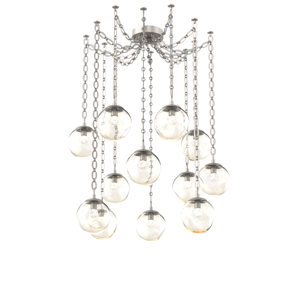 Aster LED Multi Light Pendant Multi Port Canopy Beige Silver