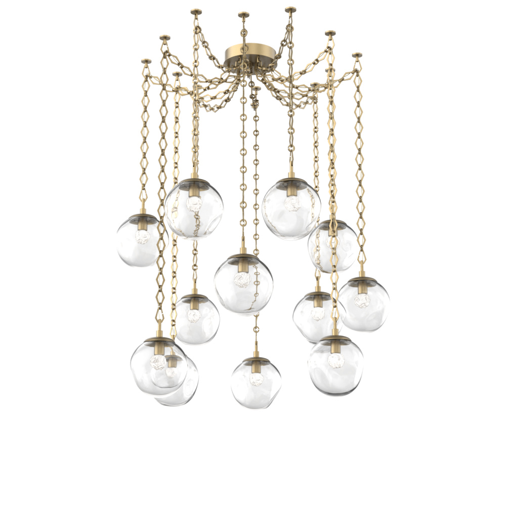 Aster LED Multi Light Pendant Multi Port Canopy Gilded Brass